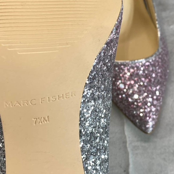 Marc Fisher Women's Silver/Pink Ombre Glitter Darreny Pointed-Toe Pumps SZ 7.5 - Picture 12 of 13